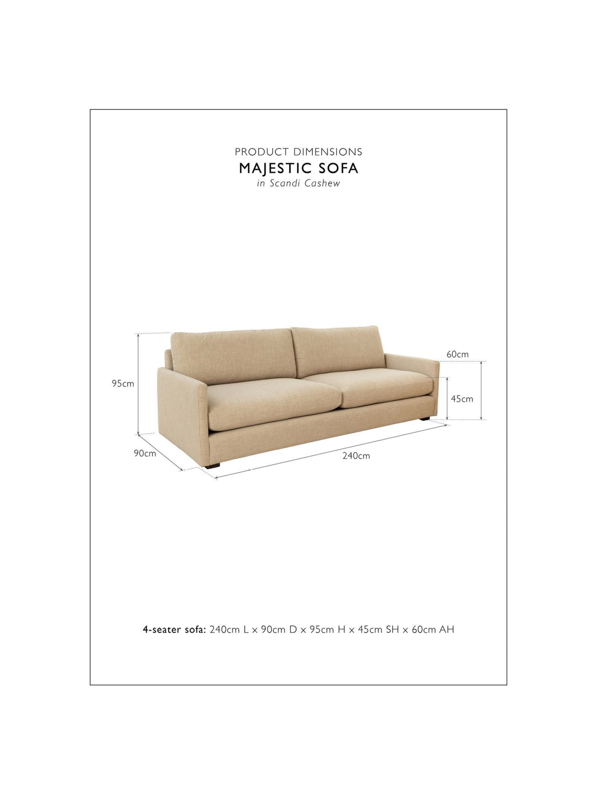 Majestic 4-Seater Sofa | Scandi Cashew Fabric