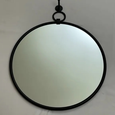XXL Round Wall Mirror – Matte Black