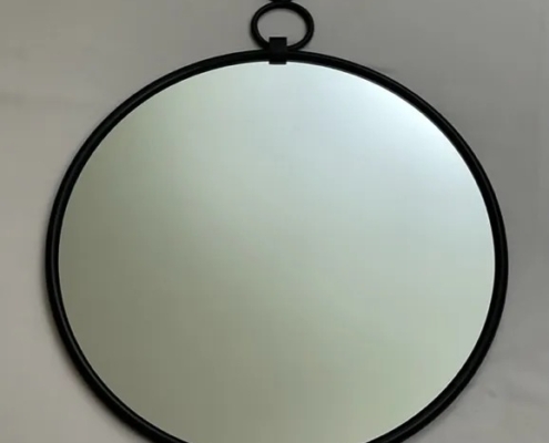 XXL Round Wall Mirror – Matte Black