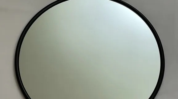 XXL Round Wall Mirror – Matte Black