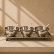 Victorian Salsa Bowls on Tray with Spoon