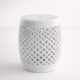 White Lattice Cut-Out Ceramic Garden Stool