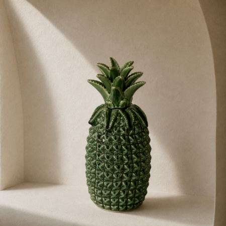 Large Green Ceramic Pineapple Jar 31x13cm