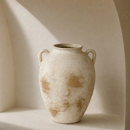 Large 2-Handle Distressed Cement Urn 46x30cm