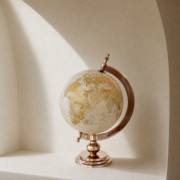 Large Brass World Globe on Stand 51x33cm