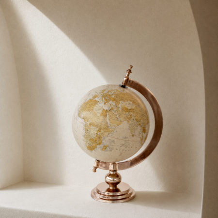 Large Brass World Globe on Stand 51x33cm
