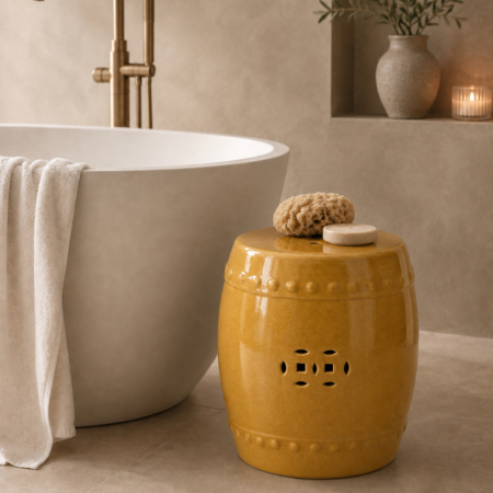 Mustard Ceramic Garden Stool
