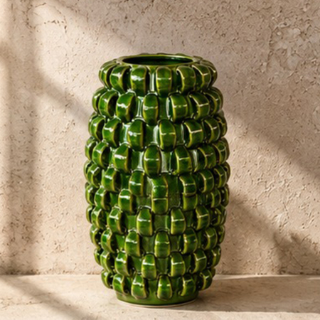 Tall Green Curly Ceramic Vase 38x24cm